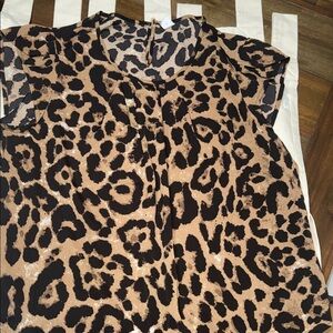 H&M Leopard Print Blouse - Black and Brown
